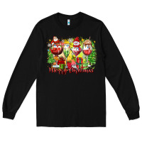 Black merry christmas wine glasses Long Sleeve Tee - Zillion Design Studio
