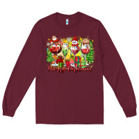 Burgundy merry christmas wine glasses Long Sleeve Tee - Zillion Design Studio
