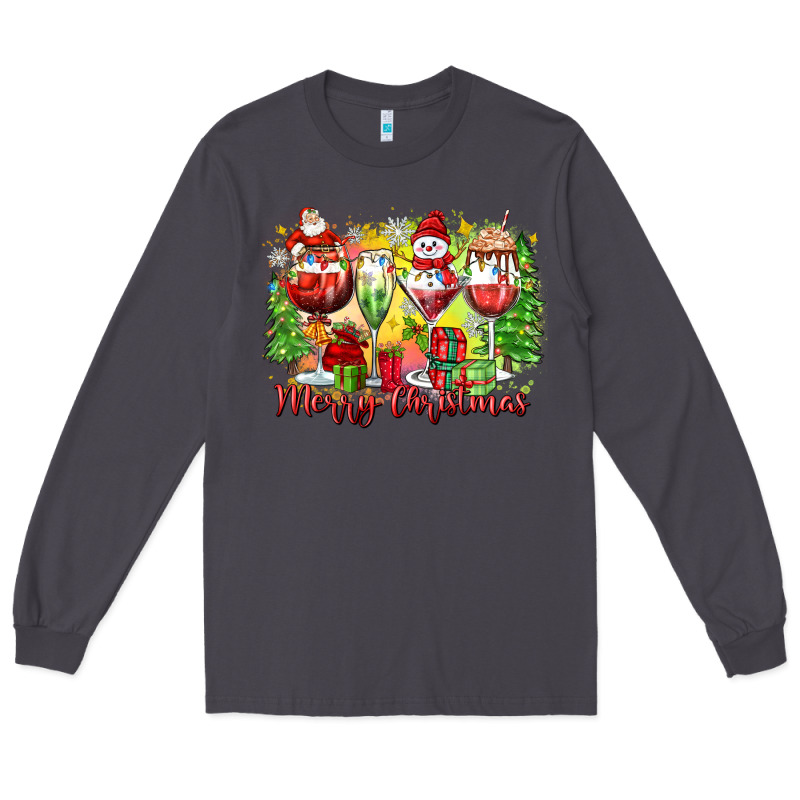 Merry Christmas Wine Glasses Long Sleeve Tee by Zillion Design Studio | Teevron
