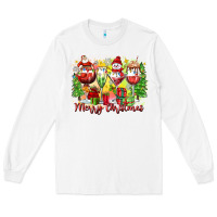 White merry christmas wine glasses Long Sleeve Tee - Zillion Design Studio