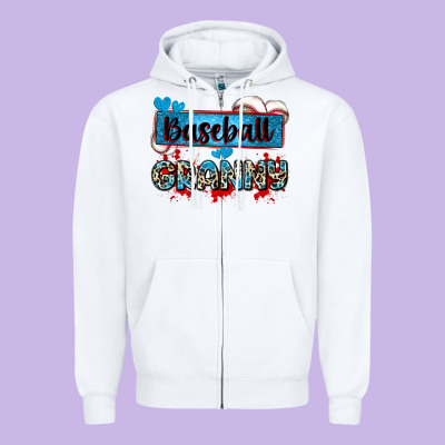 Baseball Granny With Leopard Zipper Hoodie Designed By Zillion Design Studio