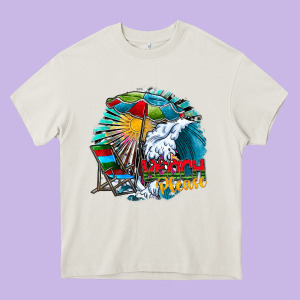 Beach Please Heavy Core Tee Designed By Cowhidedigitalart