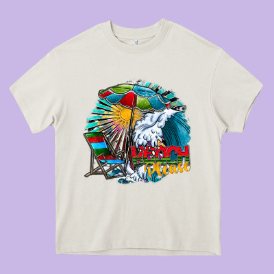 Beach Please Heavy Core Tee Designed By Cowhidedigitalart