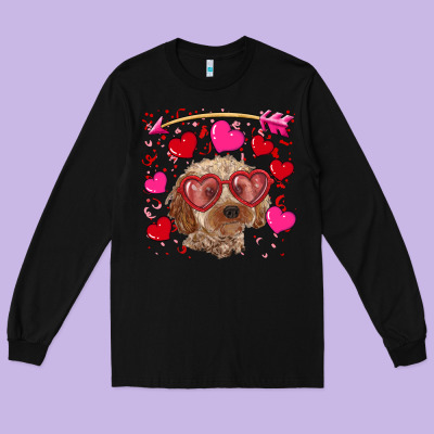 Long Sleeve Tee Valentine's day cockapoo