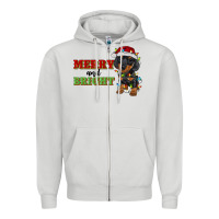 Dove Grey merry and bright dachshund Zipper Hoodie - RanaPortraitStore