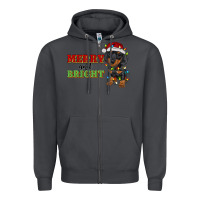 Smoke merry and bright dachshund Zipper Hoodie - RanaPortraitStore