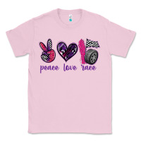 Bubblegum Pink peace love race Classic Tee - texasbilliewilder