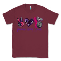 Burgundy peace love race Classic Tee - texasbilliewilder