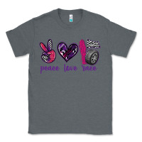 Charcoal Heather peace love race Classic Tee - texasbilliewilder
