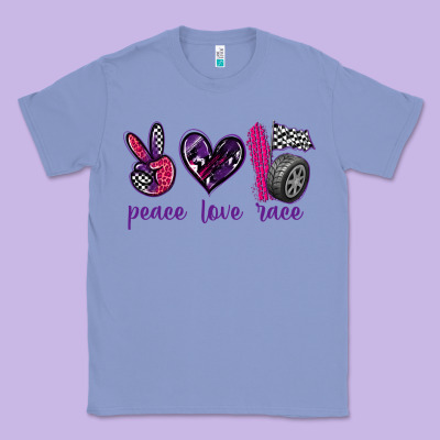Peace Love Race Classic Tee Designed By Texasbilliewilder