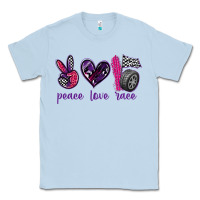 Dusty Blue peace love race Classic Tee - texasbilliewilder