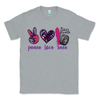 Heather Grey peace love race Classic Tee - texasbilliewilder