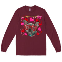 Burgundy Valentine's day french bulldog puppy Long Sleeve Tee - RanaPortraitStore