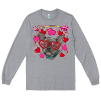 Heather Grey Valentine's day french bulldog puppy Long Sleeve Tee - RanaPortraitStore