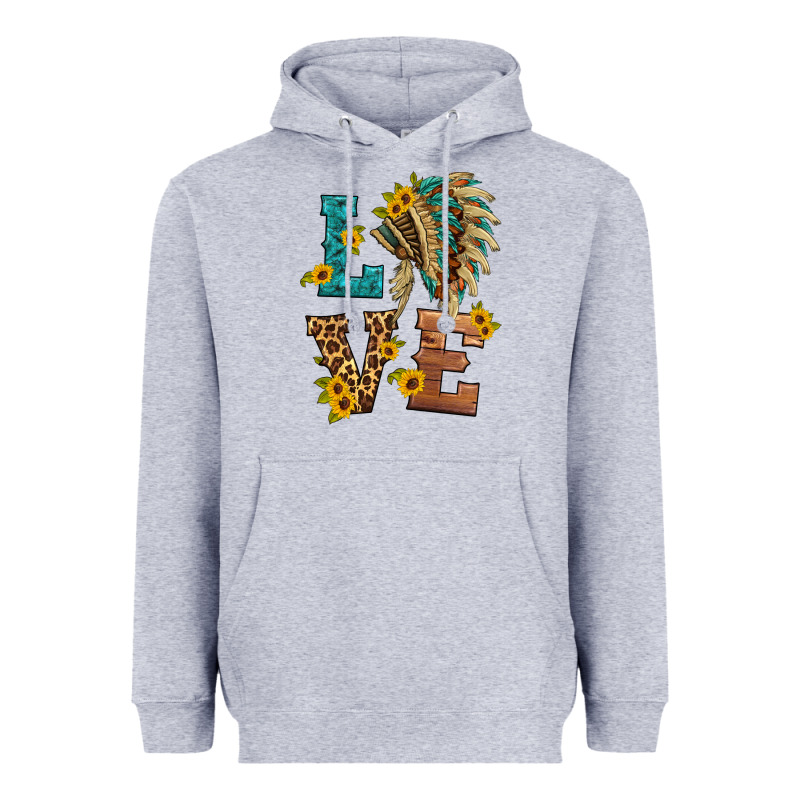Love Indian Headdress Heavyweight Hoodie by HRA Design Shop | Teevron