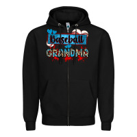Black baseball grandma with leopard Zipper Hoodie - Zillion Design Studio