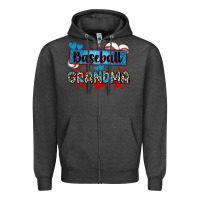 Charcoal Heather baseball grandma with leopard Zipper Hoodie - Zillion Design Studio