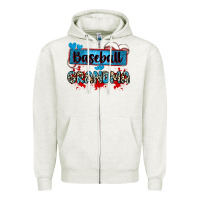 Oatmeal Heather baseball grandma with leopard Zipper Hoodie - Zillion Design Studio