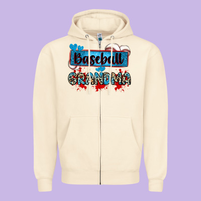 Baseball Grandma With Leopard Zipper Hoodie Designed By Zillion Design Studio