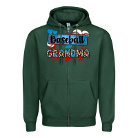 Sports Green baseball grandma with leopard Zipper Hoodie - Zillion Design Studio