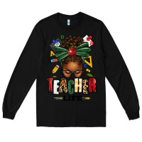 Black teacher life afro messy bun Long Sleeve Tee - texasbilliewilder