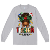 Moon Dust teacher life afro messy bun Long Sleeve Tee - texasbilliewilder
