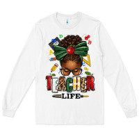 White teacher life afro messy bun Long Sleeve Tee - texasbilliewilder
