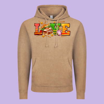 Love With Hamburger Vintage Hoodie Designed By Adodesignshop