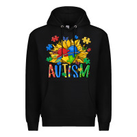 Black austism sunflower Premium Hoodie - MaliasSmallBusiness