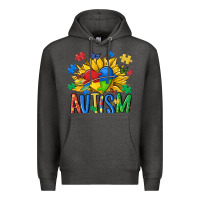 Charcoal Heather austism sunflower Premium Hoodie - MaliasSmallBusiness