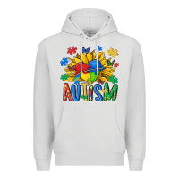 Dove Grey austism sunflower Premium Hoodie - MaliasSmallBusiness