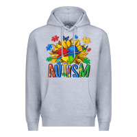 Heather Grey austism sunflower Premium Hoodie - MaliasSmallBusiness