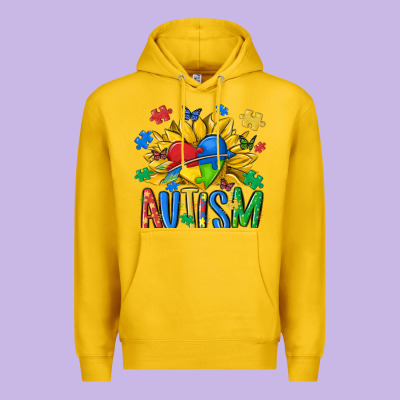 Austism Sunflower Premium Hoodie Designed By Maliassmallbusiness