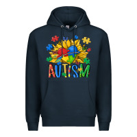 Navy austism sunflower Premium Hoodie - MaliasSmallBusiness