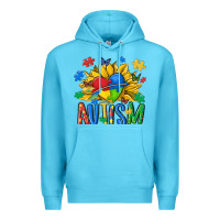 Ocean Blue austism sunflower Premium Hoodie - MaliasSmallBusiness