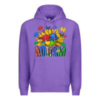 Purple austism sunflower Premium Hoodie - MaliasSmallBusiness