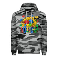 Slate Camo austism sunflower Premium Hoodie - MaliasSmallBusiness