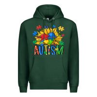 Sports Green austism sunflower Premium Hoodie - MaliasSmallBusiness