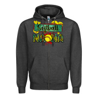 Charcoal Heather softball nana with leopard Zipper Hoodie - Zillion Design Studio