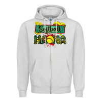 Dove Grey softball nana with leopard Zipper Hoodie - Zillion Design Studio