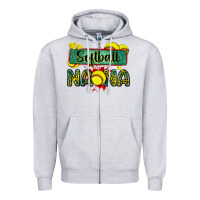 Heather Grey softball nana with leopard Zipper Hoodie - Zillion Design Studio