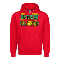 Red softball nana with leopard Zipper Hoodie - Zillion Design Studio