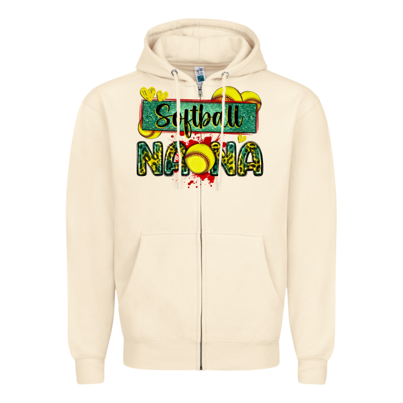 Softball Nana With Leopard Zipper Hoodie by Zillion Design Studio | Teevron