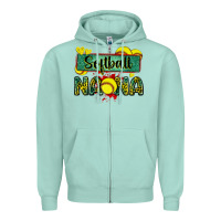 Seafoam softball nana with leopard Zipper Hoodie - Zillion Design Studio