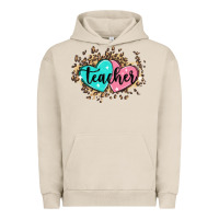 Pigment French Oak heart teacher Urban Hoodie - MaliasSmallBusiness