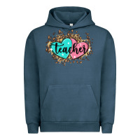 Pigment Midnight Navy heart teacher Urban Hoodie - MaliasSmallBusiness