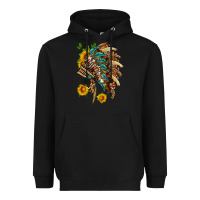 Black indian headdress with pattern and sunflowers Heavyweight Hoodie - HRA Design Shop