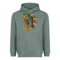 Sage indian headdress with pattern and sunflowers Heavyweight Hoodie - HRA Design Shop