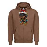 Chestnut dachshund puppy christmas lights Zipper Hoodie - RanaPortraitStore
