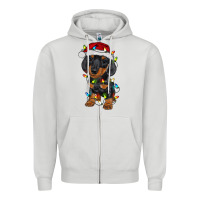 Dove Grey dachshund puppy christmas lights Zipper Hoodie - RanaPortraitStore